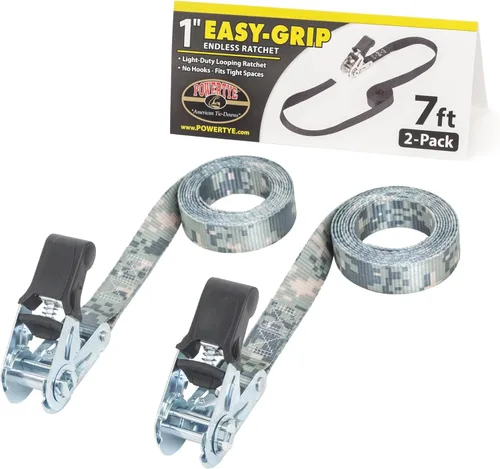 Vista 16 de PowerTye - Correa de trinquete sin fin - 1 pulgada x 4 pies de fácil agarre (sin cadera), correa de amarre con límite de carga de trabajo de 400
