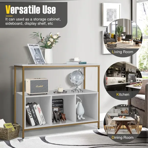 Vista 14 de PETSITE Mesa de buffet aparador con gabinete de almacenamiento y estantes, soporte industrial para horno de microondas, estación de barra de café