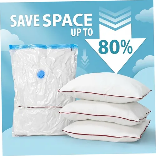 Vista 3 de Vaccum Storage Bags 8 Pack Vacuum Storage Bags, 80x100cm Clear Vacuum Seal for Clothing, Bedding & Travel, Space Saving Bag with Hand Pump