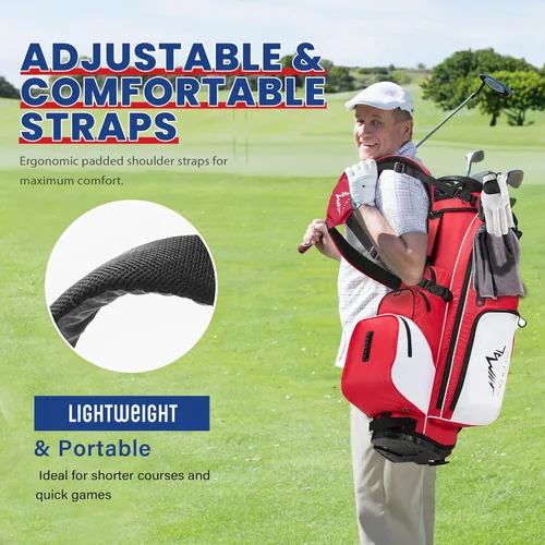 Vista 6 de UNIHIMAL Lightweight Golf Stand Bag with 4-Way Full Length Dividers, Durable Waterproof Golf Bag for Men & Women with Multiple Pockets