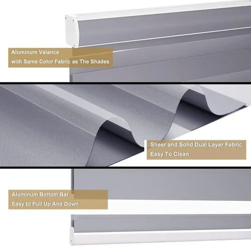 Vista 4 de Changshade Persianas de cebra de tamaño personalizado, sin cordón, para interiores, privacidad, doble capa para sala de estar, dormitorio, baño