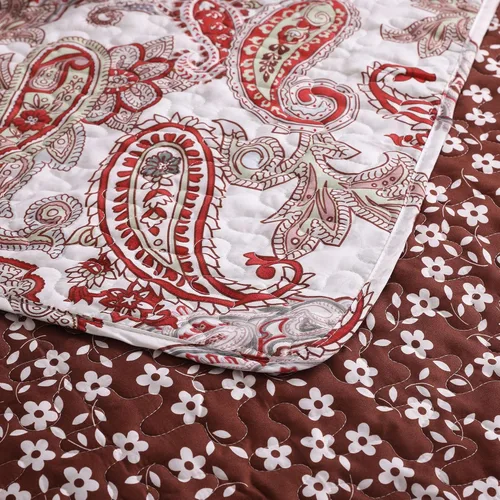 Vista 5 de Exclusivo Mezcla - Juego de edredón de 3 piezas de tamaño Queen estilo bohemio con estampado cachemira, colcha reversible y ligera, juego de ropa