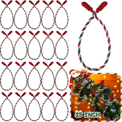 Vista 20 de Zhengmy 20 Piezas Lazos para Guirnalda de Navidad Extra Largos de 25 Pulgadas, Lazos Decorativos Retorcidos de Navidad para Barandilla
