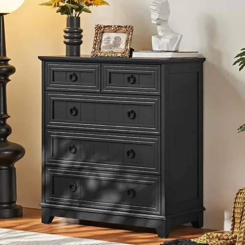 Vista 55 de Joaxswe Mesita de noche estilo granja de 18" con estación de carga, cómoda con mesa auxiliar de 2 cajones para dormitorio, mesita de noche de madera