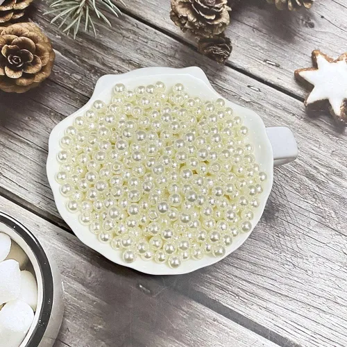 Vista 2 de 800 cuentas de perlas de 0.236 pulgadas (0.236 in) de satén redondas sueltas de plástico para hacer joyas, aretes, pulseras, collares, llaveros