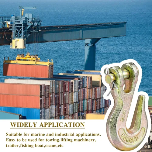 Vista 5 de Zonon 10 Pack 5/16'' Chain Hook, Clevis Hook Grade 70 Forged Steel Tow Hook Clevis Grab Hooks for 5/16 Inch Grade 70 Chain for Trailer Truck