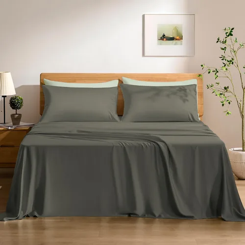 TOSMO - Juego de sábanas de lujo con enfriamiento - 100% viscosa de bambú, juego de ropa de cama de 3 piezas (tamaño individual) - bolsillos extra