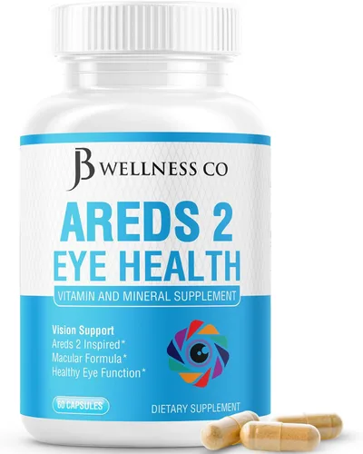 JB Wellness AREDS 2 Suplemento vitamínico y mineral para ojos, contiene luteína, vitamina C, zeaxantina, zinc y vitamina para mejorar la visión, 60