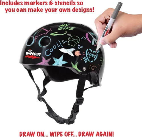 Vista 2 de Wipeout Dry Erase Kids Helmet – Ideal for Bike, Skate, Scooter, in-Line Skating and Rollerblading