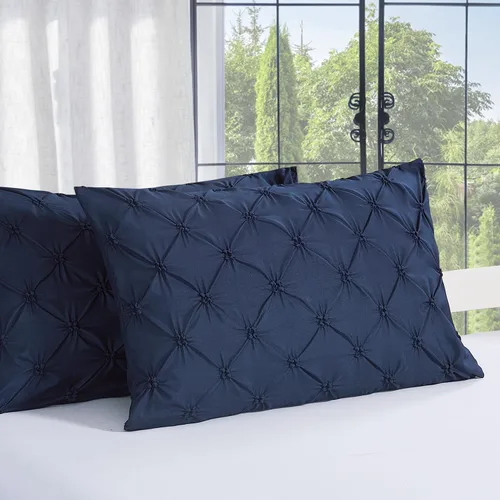 Vista 5 de Vaulia Fundas de almohada decorativas de microfibra ligera, diseño plisado, tamaño estándar 20 x 26 pulgadas, color negro, paquete de 2