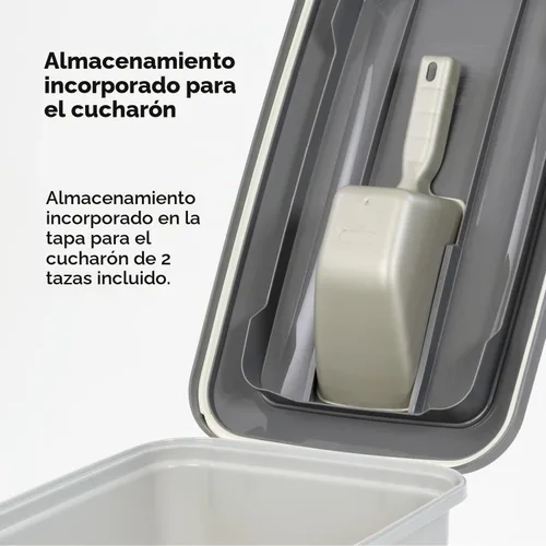 Vista 9 de IRIS USA Contenedor de almacenamiento de comida para perros con ruedas, tapa hermética, cuchara de 2 tazas, almacenamiento de alimentos