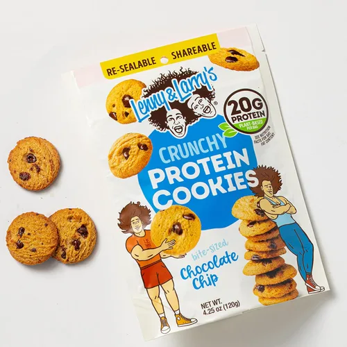 Vista 4 de Lenny & Larry's The Complete Crunchy Cookie, Chocolate Chip, 0.21 oz de proteína vegetal, vegana, sin OMG, bolsa de 4.25 onzas (paquete de 6)