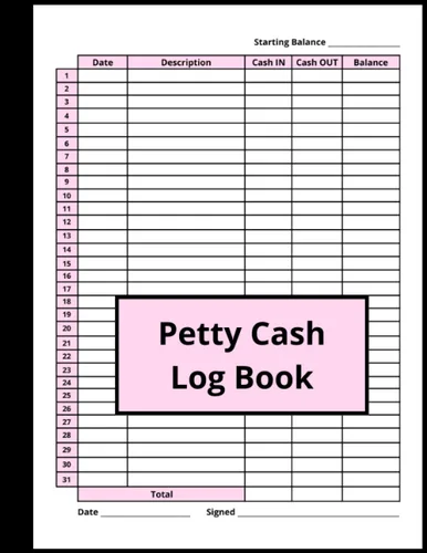 Petty Cash Log Book Petty Cash Ledger Book for Business to Track and Handling Money, Financial Record Keeping Notebook for Small Business
