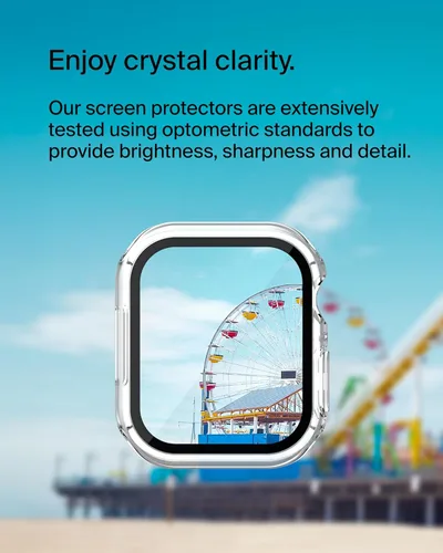Vista 4 de Belkin ScreenForce - Funda para Apple Watch, funda parachoques y protector de pantalla de vidrio templado para Apple Watch Series 9, 8, 7, 6, 5, 4