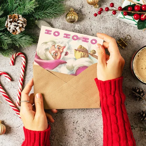 Vista 5 de AnyDesign 36Pcs Christmas Greeting Cards 12 Designs Vintage Pink Note Cards with White Envelopes and Adhesive Stickers Xmas Blank Gift Card for