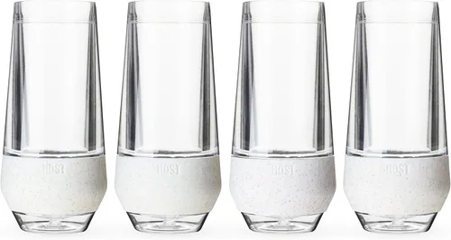 Vista 15 de HOST - Juego de 2 vasos de vino sin tallo de pared doble para congelar champán con gel de enfriamiento activo y agarre de silicona aislado, vasos