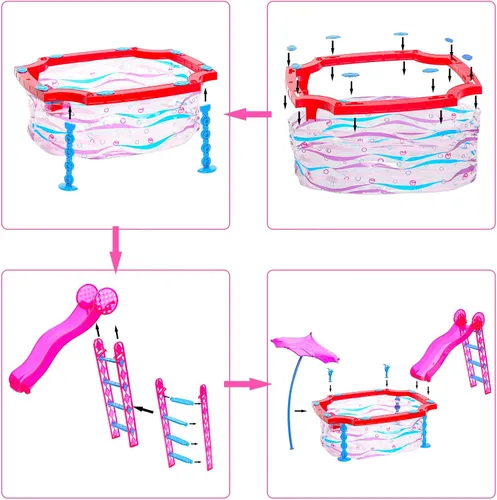 Vista 4 de Conjunto de juego de piscina de muñeca de niña de 11.5 pulgadas