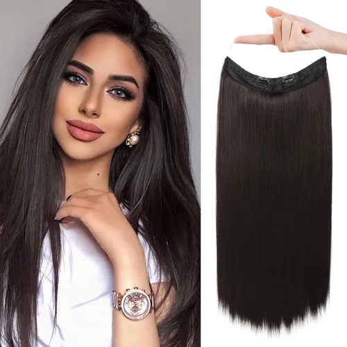Vista 49 de REECHO - Extensiones de cabello con alambre transparente invisible, tamaño ajustable, broches de seguridad extraíbles en la extensión secreta recta