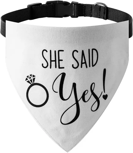 Vista 12 de El mejor collar de bandana de boda para perro, bandana de compromiso ajustable para mascotas con hebilla de liberación rápida y anillo en D
