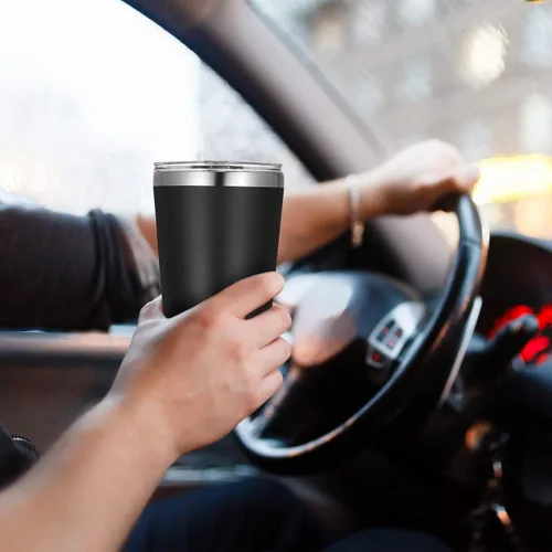 Vista 5 de VEGOND - Vaso térmico de acero inoxidable de 12 onzas con aislamiento al vacío de doble pared, vaso para viaje con tapa y pajita reutilizable