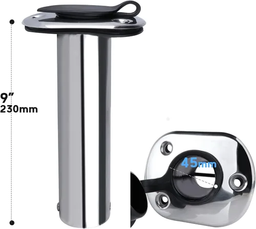 Vista 4 de 2 soportes para caña de pescar de montaje empotrado con tapa de goma, forro y junta (tornillos incluidos)