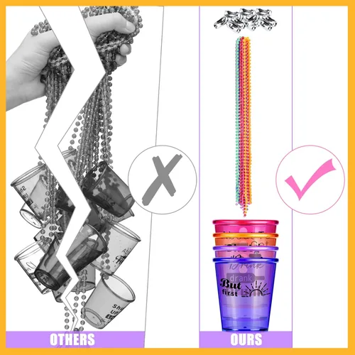Vista 3 de Hicarer 12 piezas de collares de chupito con dije de vaso de chupito de plástico a granel en collar de cuentas, regalos de fiesta traviesos