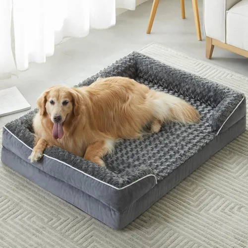 Vista 6 de WNPETHOME - Camas para perros de gran tamaño, sofá cama ortopédica lavable para perros con forro impermeable y parte inferior antideslizante