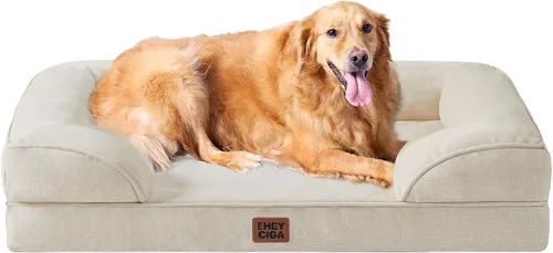 Vista 98 de EHEYCIGA – Cama ortopédica impermeable para perros pequeños, de espuma viscoelástica tipo caja de huevos, con bordes elevados y base antideslizante