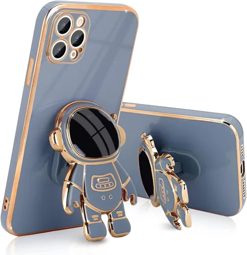 Vista 13 de Pepmune Funda compatible con iPhone 12 Bonita Diseño de Soporte de Astronauta en 3D Protección de Cámara A Prueba de Golpes Cubierta Trasera Suave