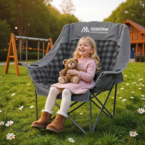 Vista 9 de Huskfirm Sillas de Camping de Gran Tamaño para Adultos Plegables Silla de Camping Acolchada de Servicio Pesado XL Silla de Camping - Soporte de 400