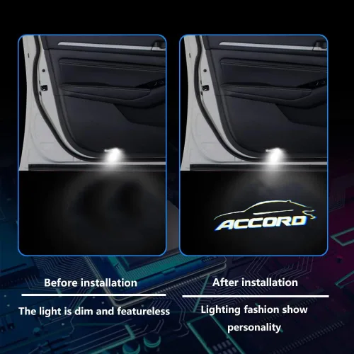 Vista 6 de 2 piezas de proyector LED de proyección de automóvil, luz de sombra de puerta, luz de bienvenida, emblema láser, logotipo, luces de charco