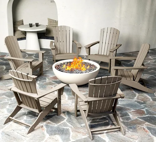 Vista 46 de BRIOPAWS Adirondack - Juego de 2 sillas para hoguera, de gran tamaño, plástico HDPE, resistente a la intemperie, para terraza, exterior, piscina