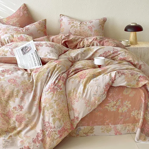 Vista 17 de HighBuy Funda de edredón floral de algodón, floral, coquette, fundas de edredón ligeras, suaves para niñas, juego de ropa de cama estilo jardín