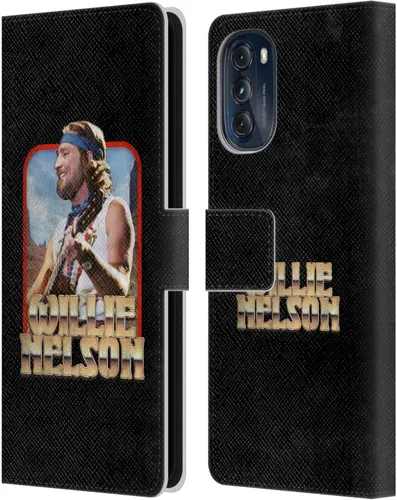 Vista 10 de Head Case Designs Willie Nelson - Funda de piel tipo libro con licencia oficial de Willie Nelson en blanco y negro compatible con Motorola Moto G