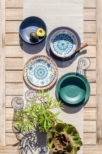 Vista 6 de Rio Turquoise - Platos de ensalada de melamina duraderos de 8.5 pulgadas, resistentes a los golpes y aptos para lavavajillas, para interiores