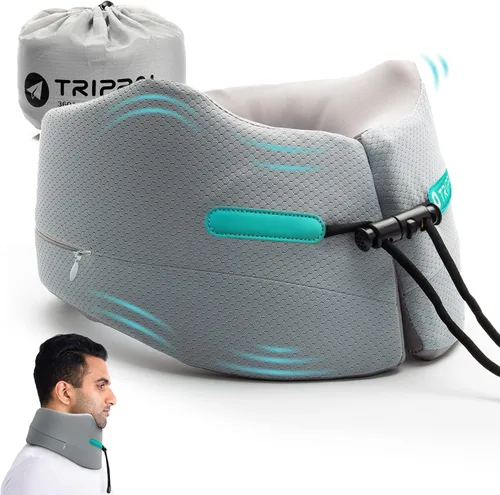 Vista 9 de GOLDORANGE Almohada de viaje para el cuello, soporte para la cabeza de la barbilla, almohadas de cuello de espuma viscoelástica 100% pura