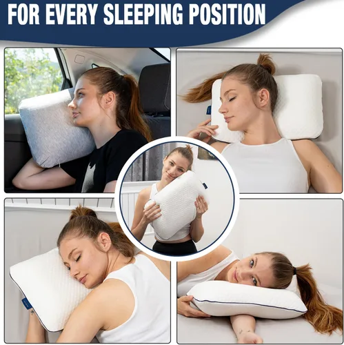 Vista 3 de alkamto Almohada de espuma viscoelástica cómoda para viajes y campamentos, bolsa portátil fácil de transportar, funda de almohada con regulación