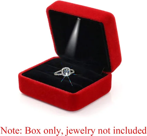 Vista 4 de GBYAN Ring Box for Wedding Ceremony Velvet Couple Ring Holder Double Slot Jewelry Storage Box for Engagement
