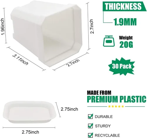 Vista 2 de foxany 30 macetas de 3 pulgadas para vivero, macetas cuadradas de plástico grueso para plantas de flores, macetas de plántulas, macetas de inicio