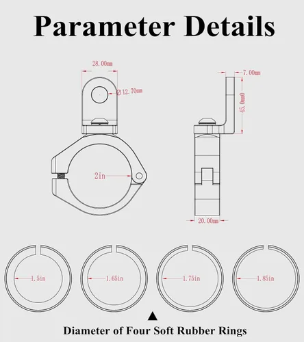 Vista 9 de BRCOVAN 2 Piezas Soportes de Montaje para Luz de Látigo UTV, Soportes de Bandera de Látigo de Aleación de Aluminio Sólido, Soporte de Montaje