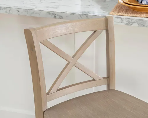 Vista 5 de Linon Torino Rustic Greywash Wood X Backed Taburete de 24 pulgadas de altura del asiento