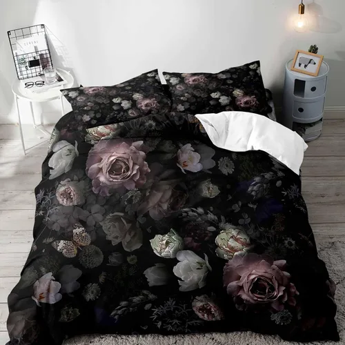 Vista 11 de LUVIVIHOME Juego de 2 piezas de funda de edredón vintage con diseño floral, juego de ropa de cama tamaño individual, estilo bohemio retro