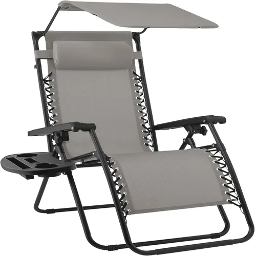 Vista 105 de Best Choice Products Silla reclinable plegable de gravedad cero para exteriores, de patio, para salón al aire libre, con toldo ajustable