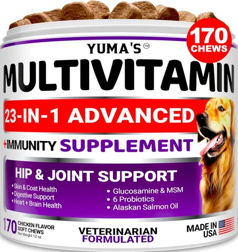 Multivitamínico masticable con glucosamina para perros Vitaminas y suplementos para perros 170 golosinas Multivitamínico para adultos mayores y
