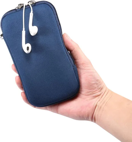 Vista 6 de Funda de neopreno de tamaño pequeño para teléfono celular, con cremallera y correa para el cuello para iPhone 17, 16, 16e, 15 15 Pro iPhone 14 14