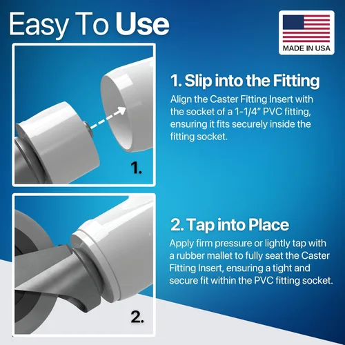 Vista 7 de FORMUFIT Adaptador de montaje de PVC con ruedas de 1-1/4 pulgadas, grado de muebles, blanco, fabricado en Estados Unidos, resistente a los rayos UV