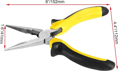 Vista 2 de JOIKIT Paquete de 12 alicates profesionales de punta larga de aguja de 6 pulgadas a granel con agarre antideslizante, alicates de punta de aguja