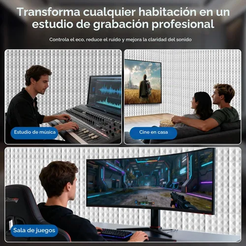 Vista 7 de Arrowzoom 12 paneles de espuma acústica, 10 x 10 x 4 pulgadas, panel piramidal negro de alta densidad, con cancelación de ruido, tratamiento