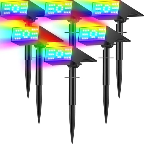 Vista 15 de Luces Solares de Punto al Aire Libre, 2 Pack de Luces Solares al Aire Libre para Patio Impermeables, 4 Modos de Iluminación de Focos Solares