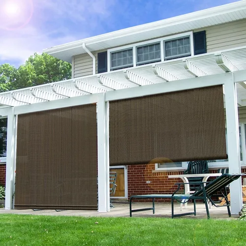 E&K Sunrise - Persiana enrollable para exteriores, 8 pies de ancho x 6 pies de alto, bloquea los rayos UV para patio, porche, patio trasero,